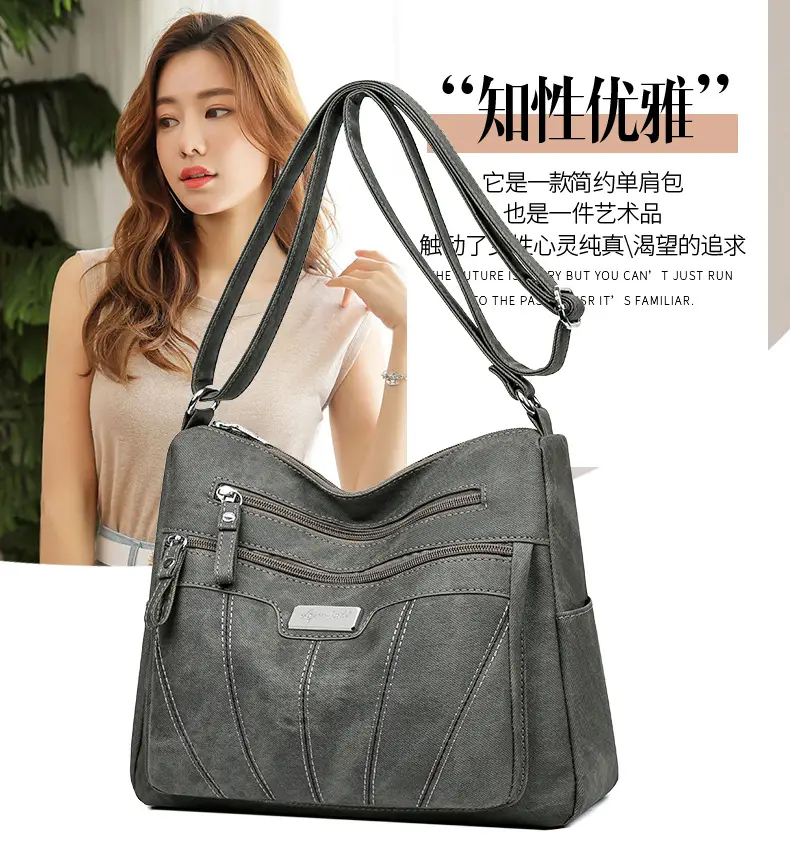 Women Crossbody Shoulder Bag Brown Quilted Messenger — feature 2