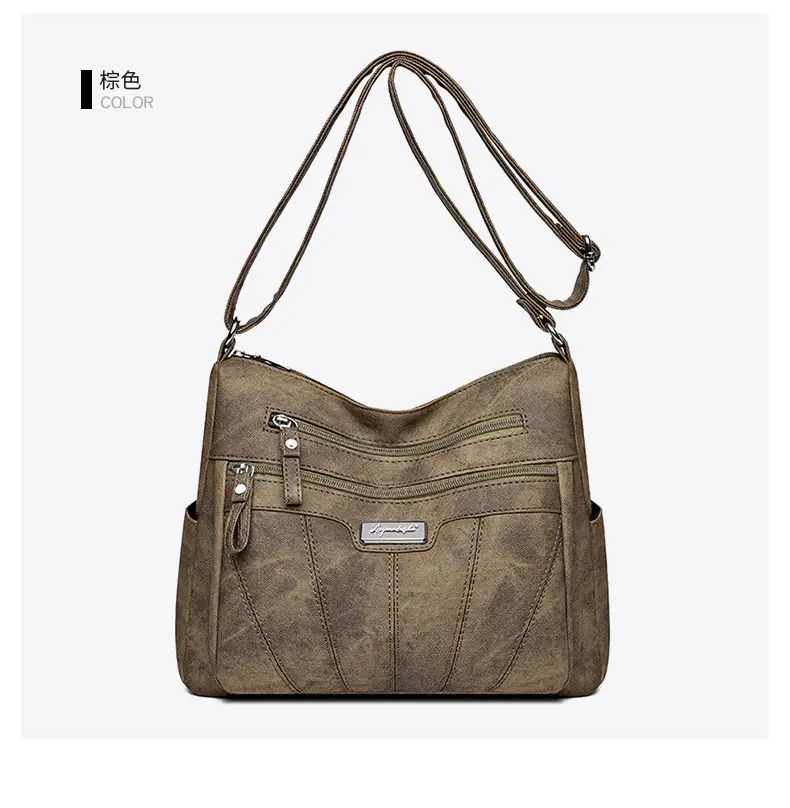 Women Crossbody Shoulder Bag Brown Quilted Messenger — feature 21