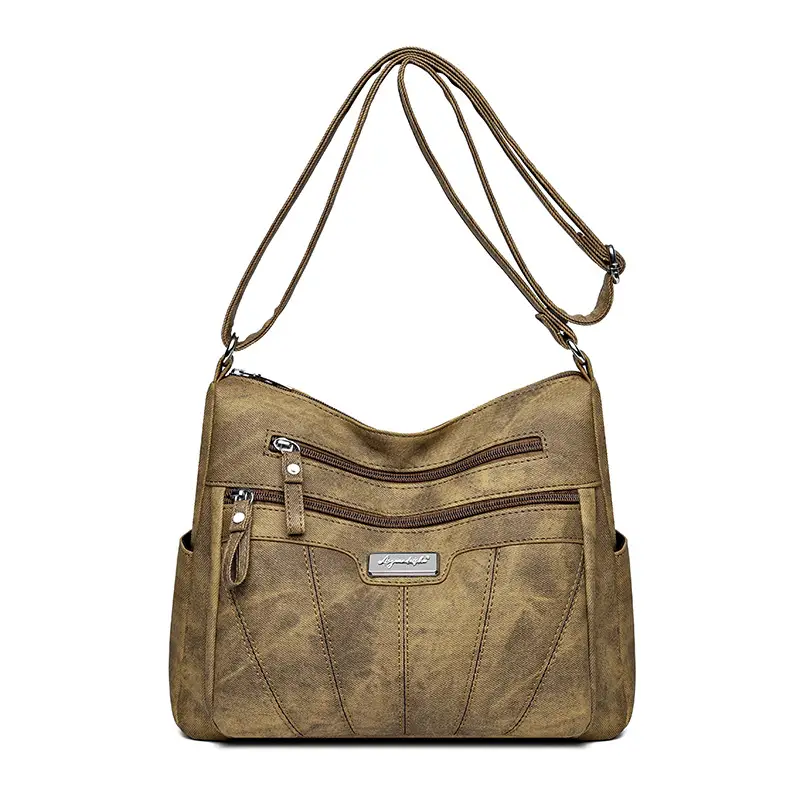 Women Crossbody Shoulder Bag Brown Quilted Messenger