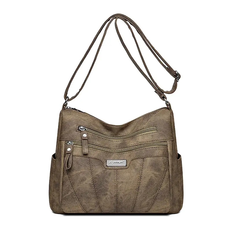 Women Crossbody Shoulder Bag Brown Quilted Messenger