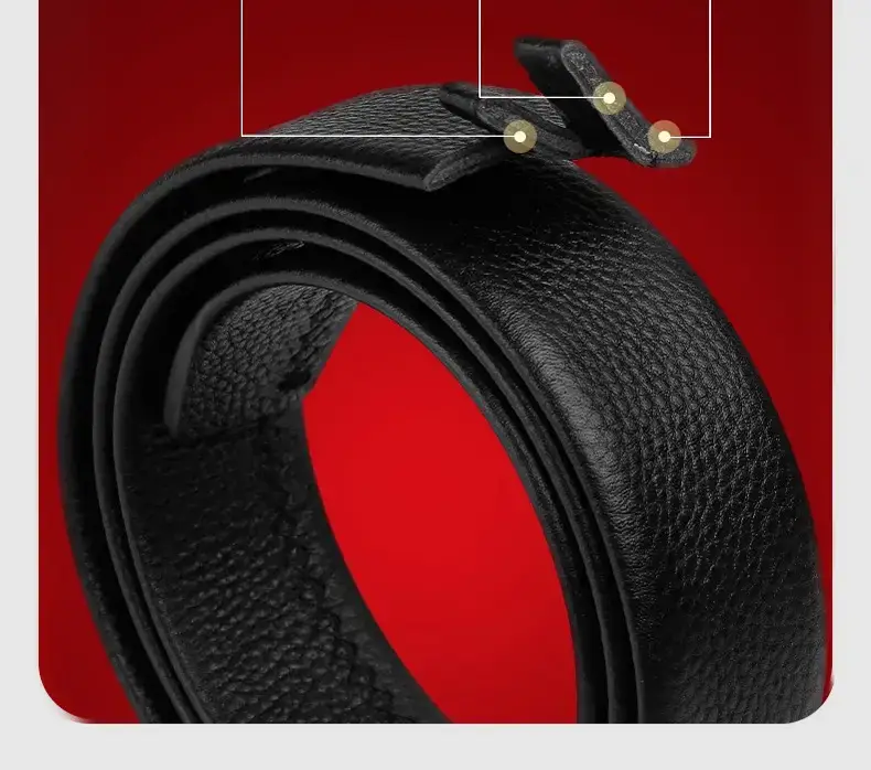 Men's Black Leather Belt with Silver Buckle — feature 17