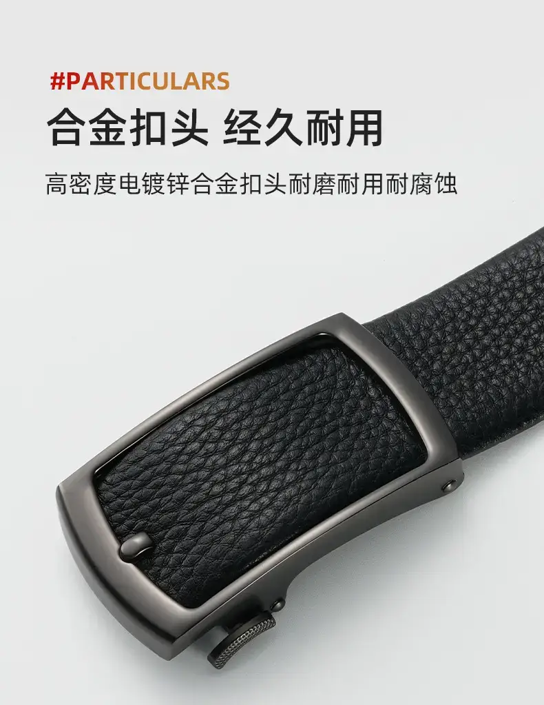 Men's Black Leather Belt with Silver Buckle — feature 18