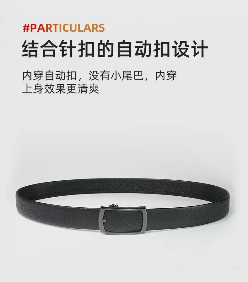 Men's Black Leather Belt with Silver Buckle — feature 20