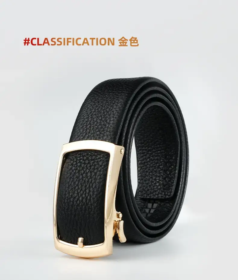 Men's Black Leather Belt with Silver Buckle — feature 23