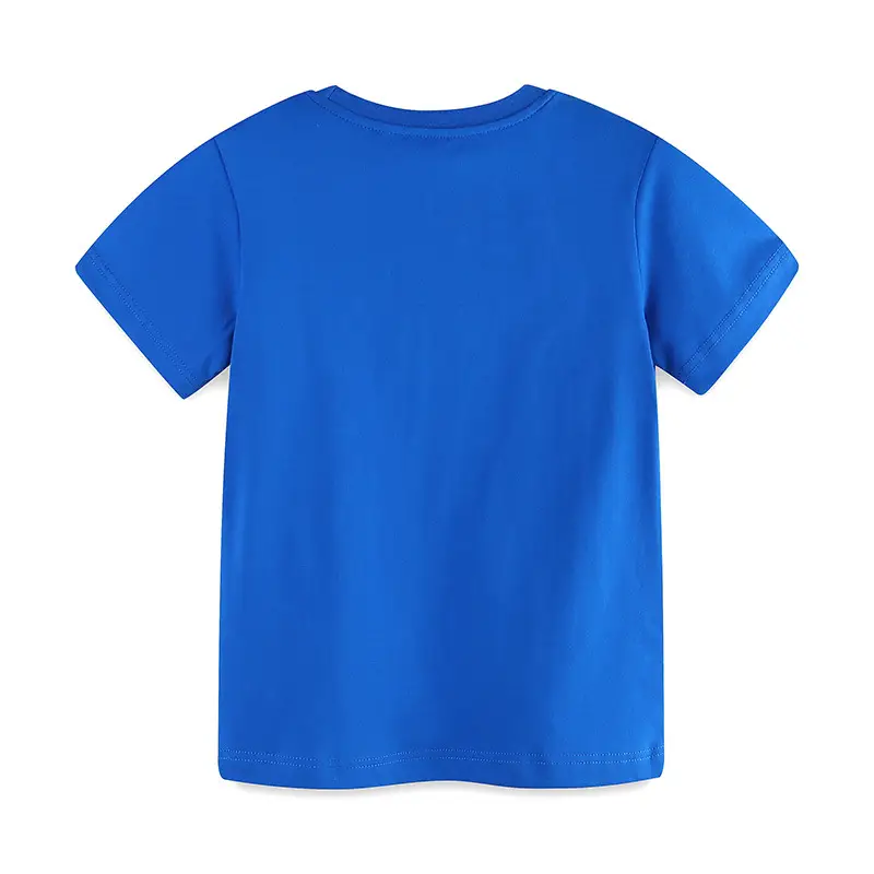 Blue Cartoon Excavator Kids T-Shirt Short Sleeve - Image 3