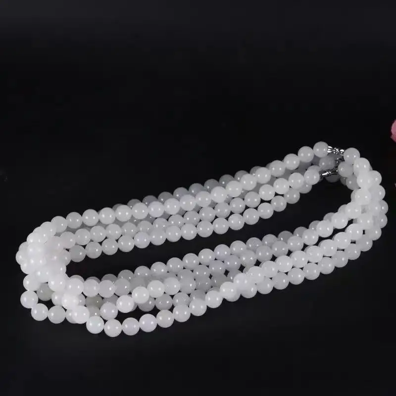 White Jade Pearl Necklace for Women Mother's Gift - Image 4