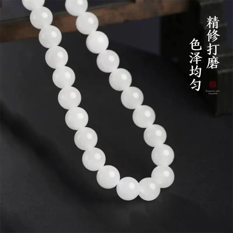 White Jade Pearl Necklace for Women Mother's Gift - Image 6