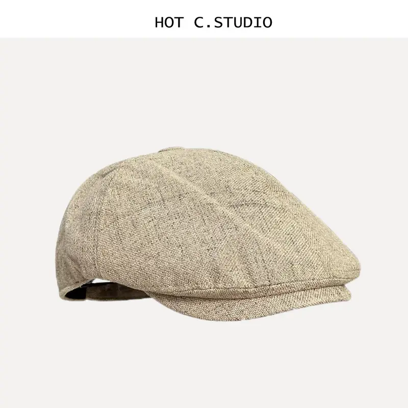 Japanese Retro Peaked Cap Men Women Cotton Linen British Style - Image 2