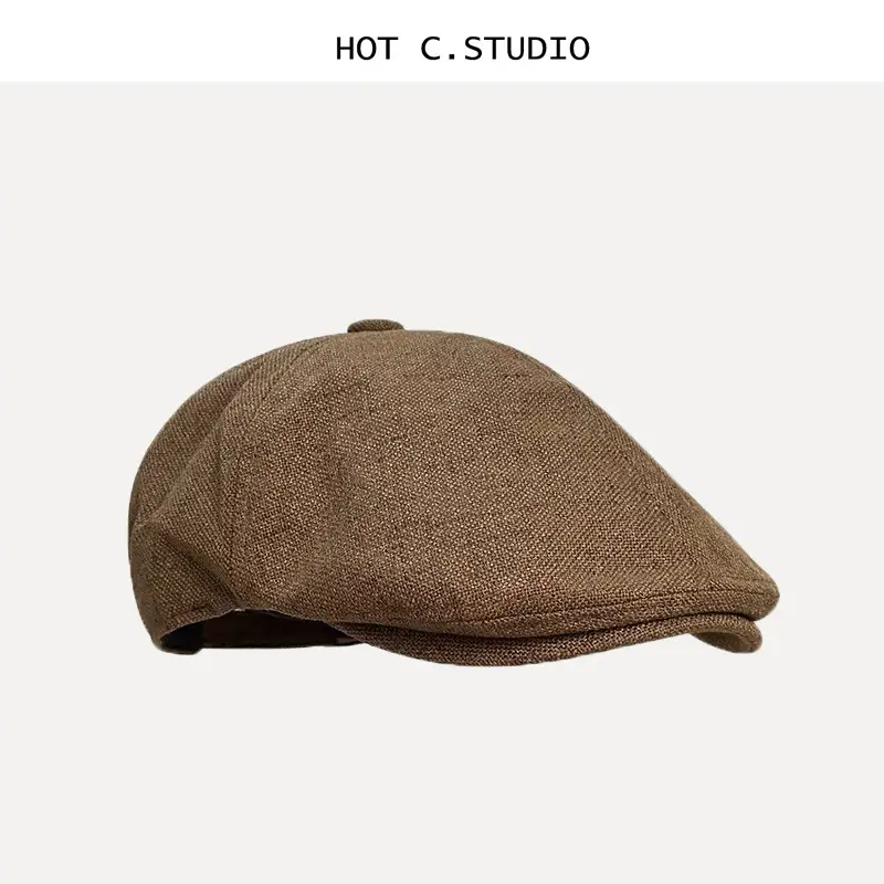 Japanese Retro Peaked Cap Men Women Cotton Linen British Style - Image 4