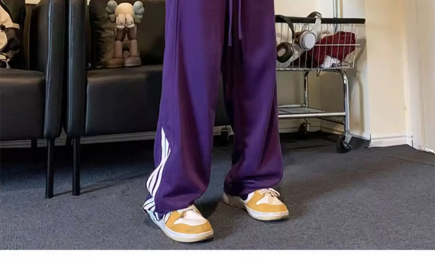 Men Heavy Striped Sweatpants Red Black American High Street — feature 16