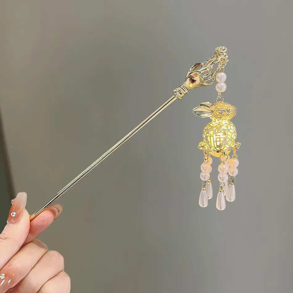 Ancient Light-Emitting Hairpin Lamp with Tassel Design — feature 24