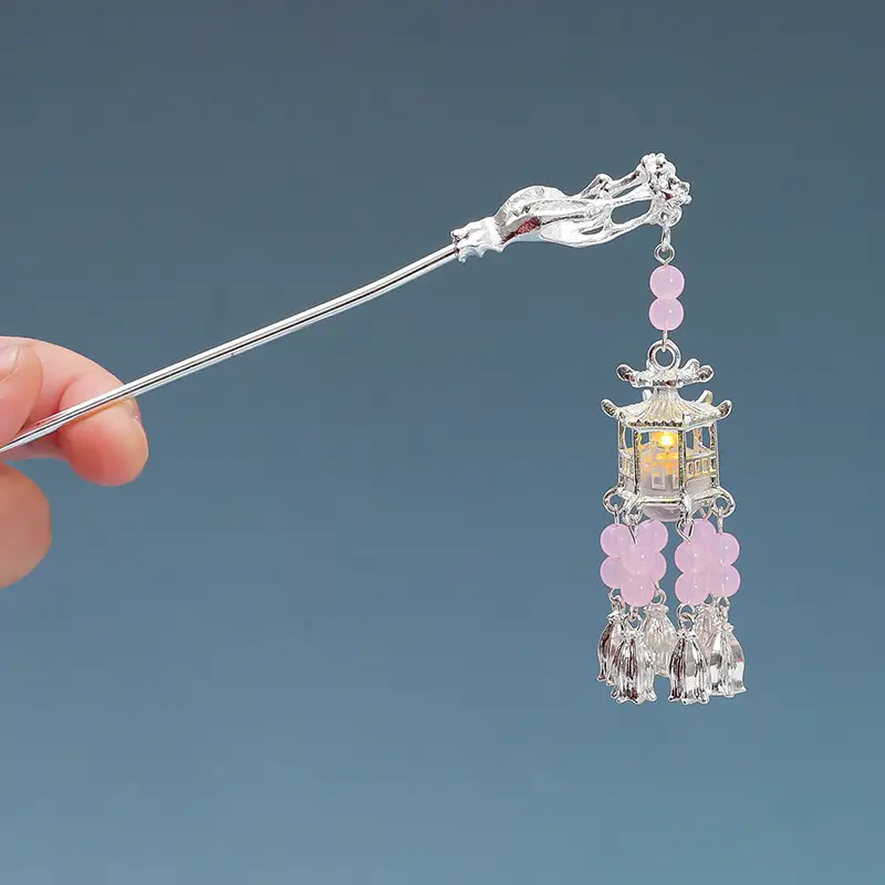 Ancient Light-Emitting Hairpin Lamp with Tassel Design