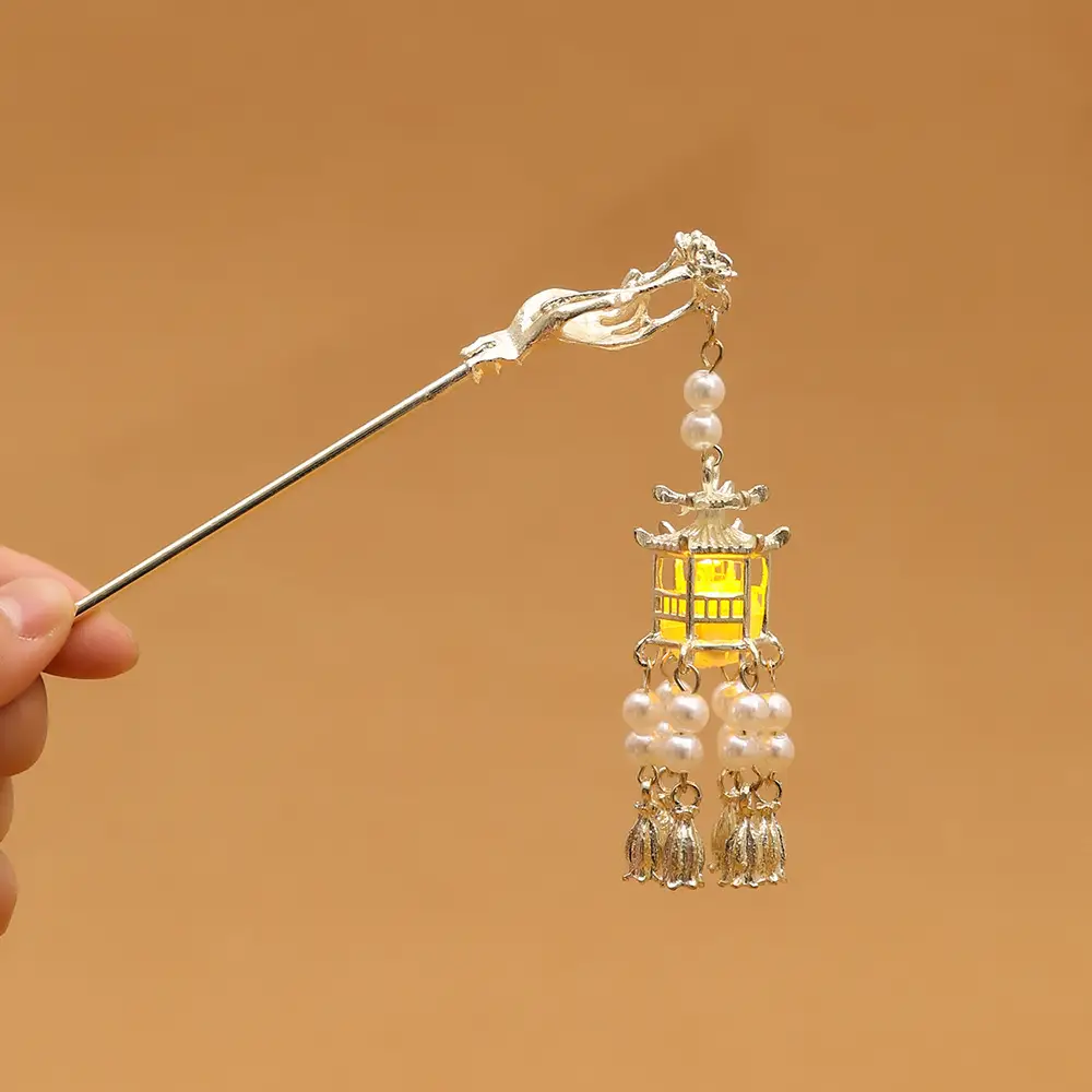 Ancient Light-Emitting Hairpin Lamp with Tassel Design - Image 13