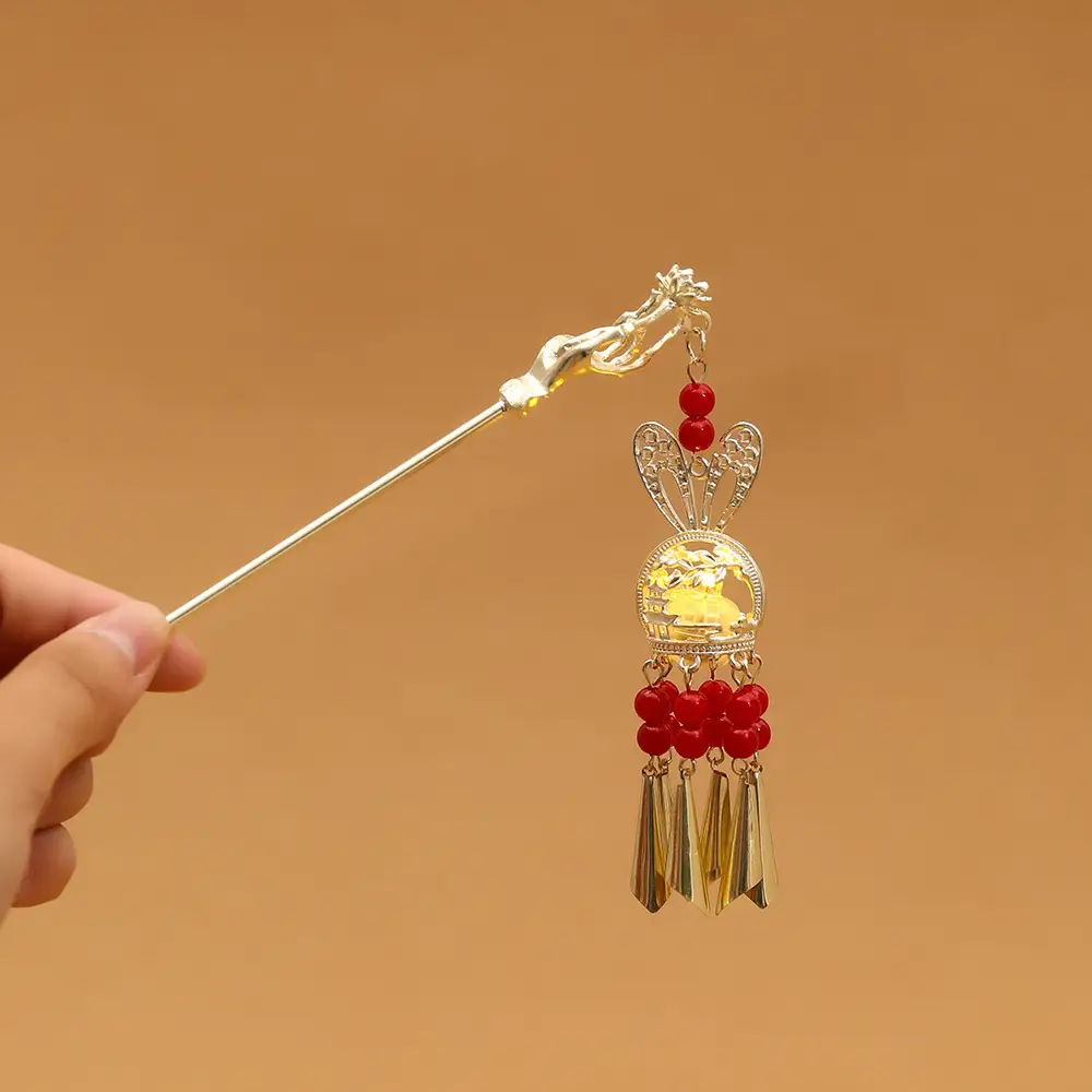 Ancient Light-Emitting Hairpin Lamp with Tassel Design - Image 14