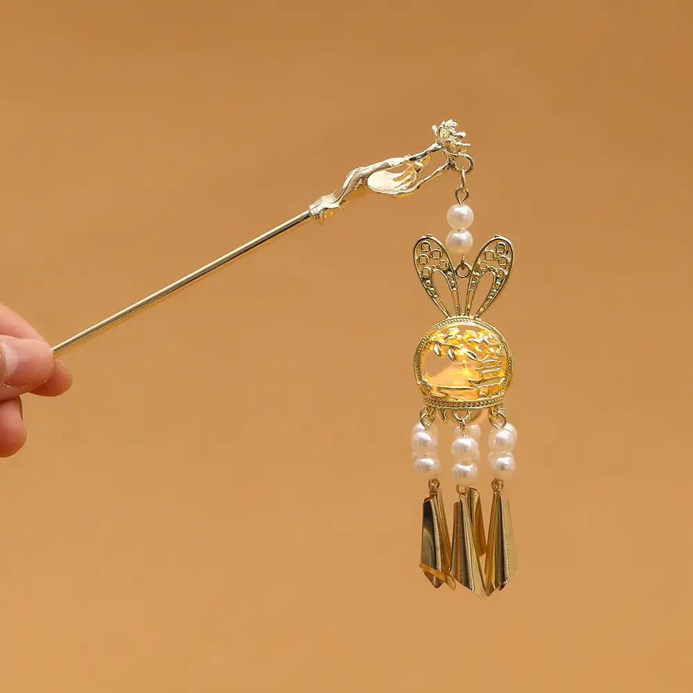 Ancient Light-Emitting Hairpin Lamp with Tassel Design - Image 15