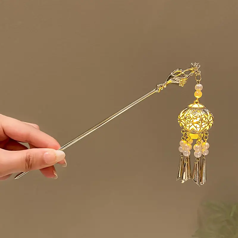Ancient Light-Emitting Hairpin Lamp with Tassel Design - Image 17