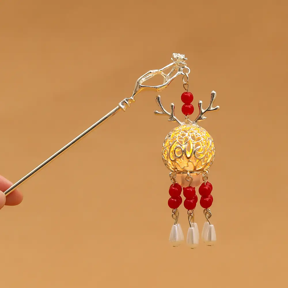 Ancient Light-Emitting Hairpin Lamp with Tassel Design - Image 18