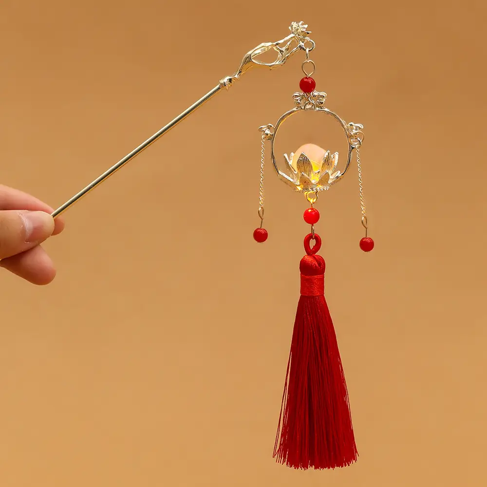 Ancient Light-Emitting Hairpin Lamp with Tassel Design - Image 22