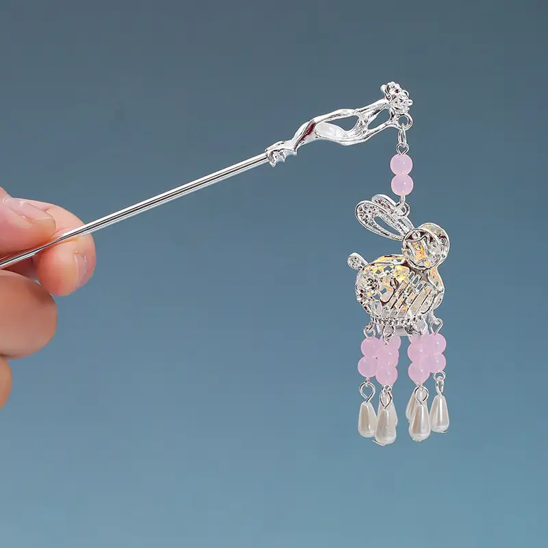 Ancient Light-Emitting Hairpin Lamp with Tassel Design - Image 4