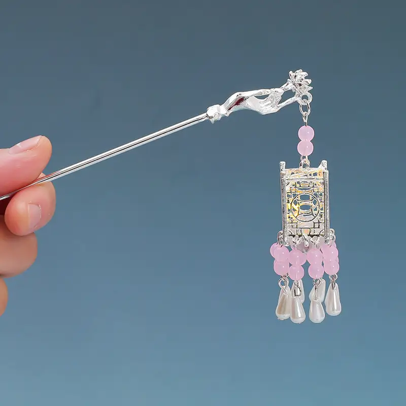 Ancient Light-Emitting Hairpin Lamp with Tassel Design - Image 6