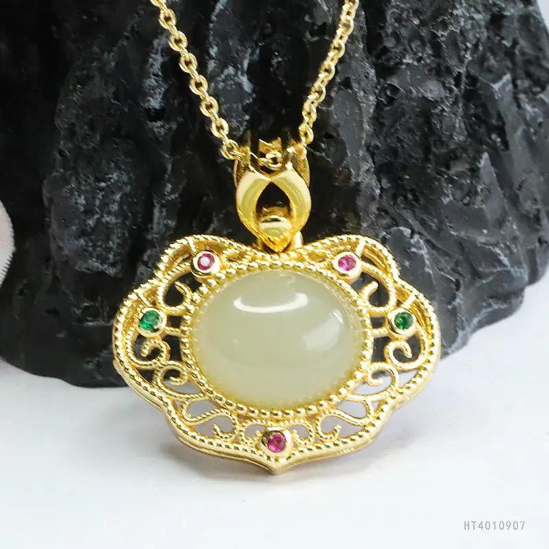 Guan Yu Hetian Jade Necklace Clear Water Jade Ruyi Pendant — feature 7