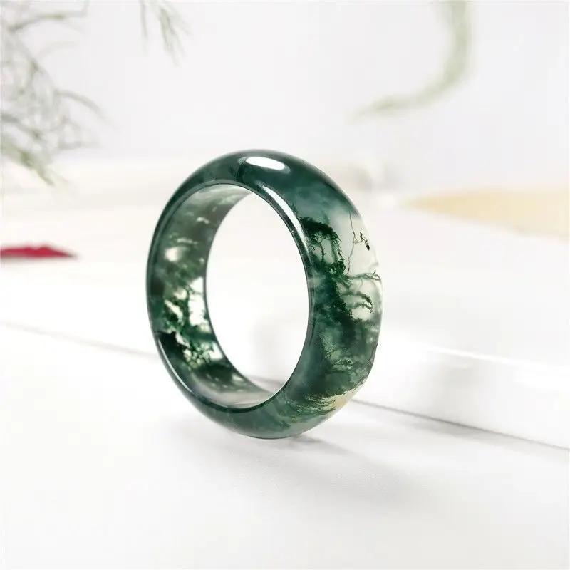 Green Ice-Type Agate Finger Ring for Men Women — feature 4