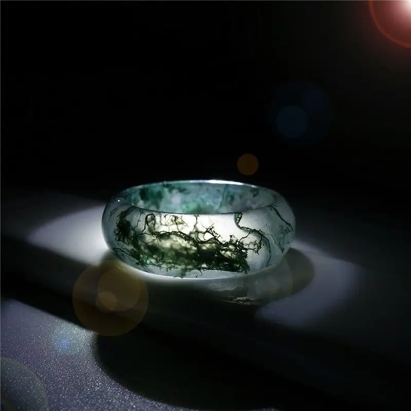 Green Ice-Type Agate Finger Ring for Men Women — feature 6