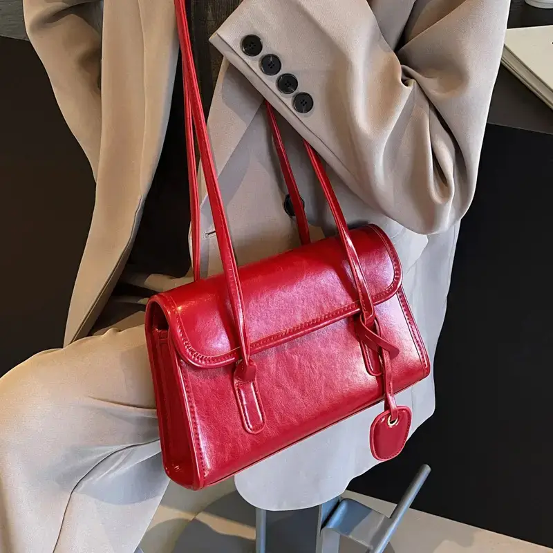 Women Retro Brown Leather Shoulder Bag 2023 - Image 3