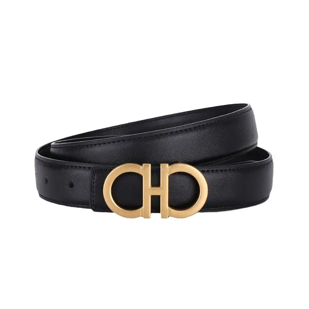 Women Figure-Eight Buckle Belt Genuine Leather Brown 3.0cm - Image 11