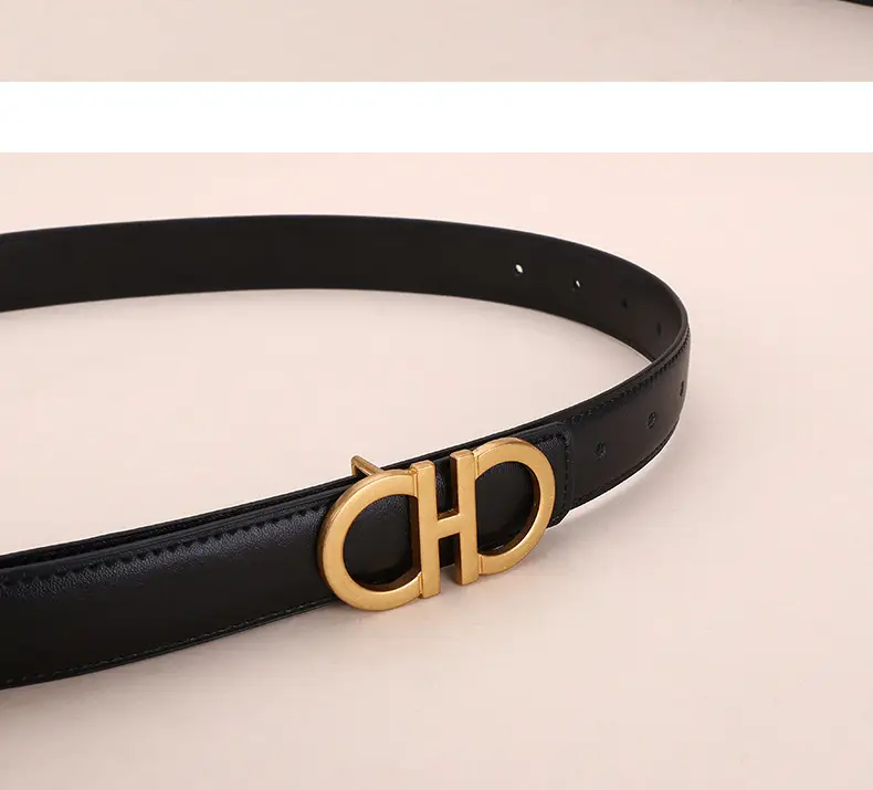 Women Figure-Eight Buckle Belt Genuine Leather Brown 3.0cm — feature 14