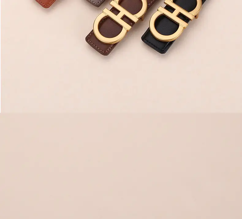 Women Figure-Eight Buckle Belt Genuine Leather Brown 3.0cm — feature 18