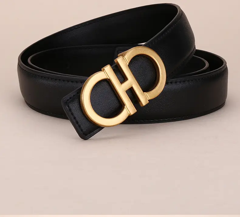 Women Figure-Eight Buckle Belt Genuine Leather Brown 3.0cm — feature 19