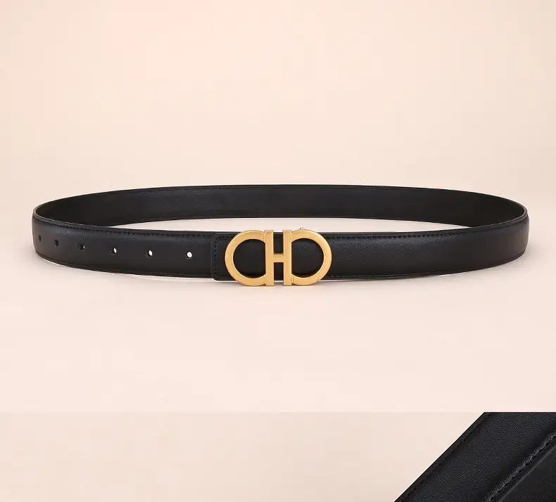 Women Figure-Eight Buckle Belt Genuine Leather Brown 3.0cm — feature 20