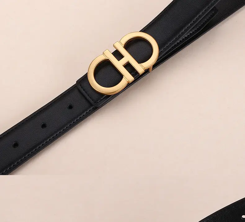 Women Figure-Eight Buckle Belt Genuine Leather Brown 3.0cm — feature 21