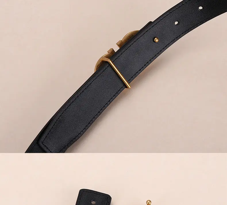 Women Figure-Eight Buckle Belt Genuine Leather Brown 3.0cm — feature 22