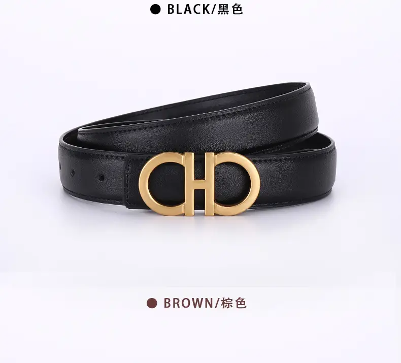 Women Figure-Eight Buckle Belt Genuine Leather Brown 3.0cm — feature 24