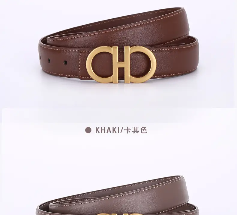 Women Figure-Eight Buckle Belt Genuine Leather Brown 3.0cm — feature 25