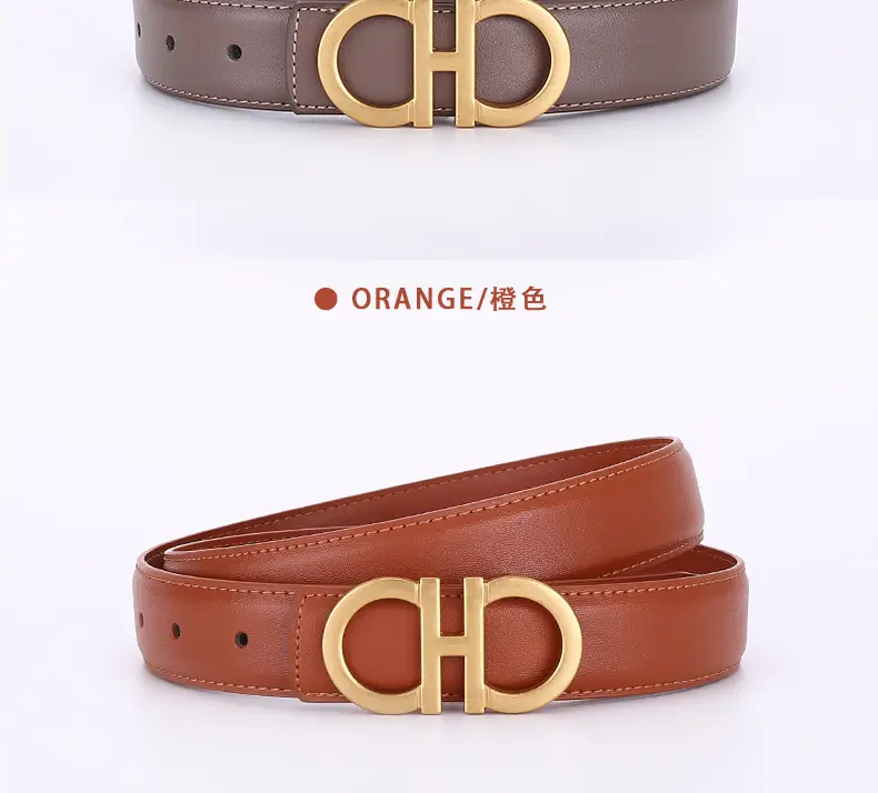 Women Figure-Eight Buckle Belt Genuine Leather Brown 3.0cm — feature 26
