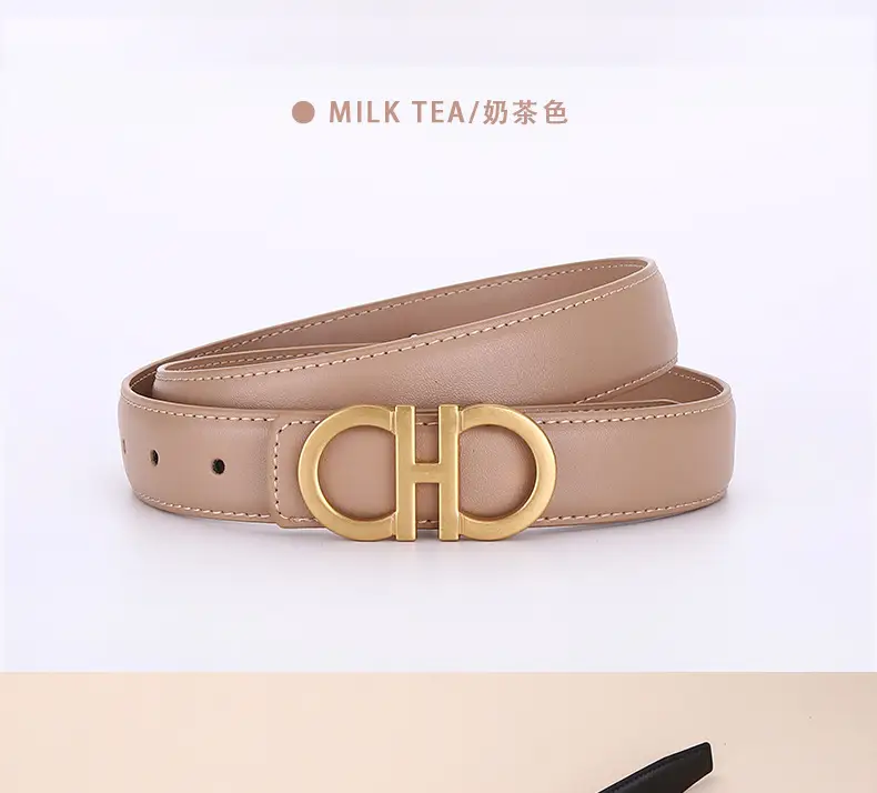Women Figure-Eight Buckle Belt Genuine Leather Brown 3.0cm — feature 27