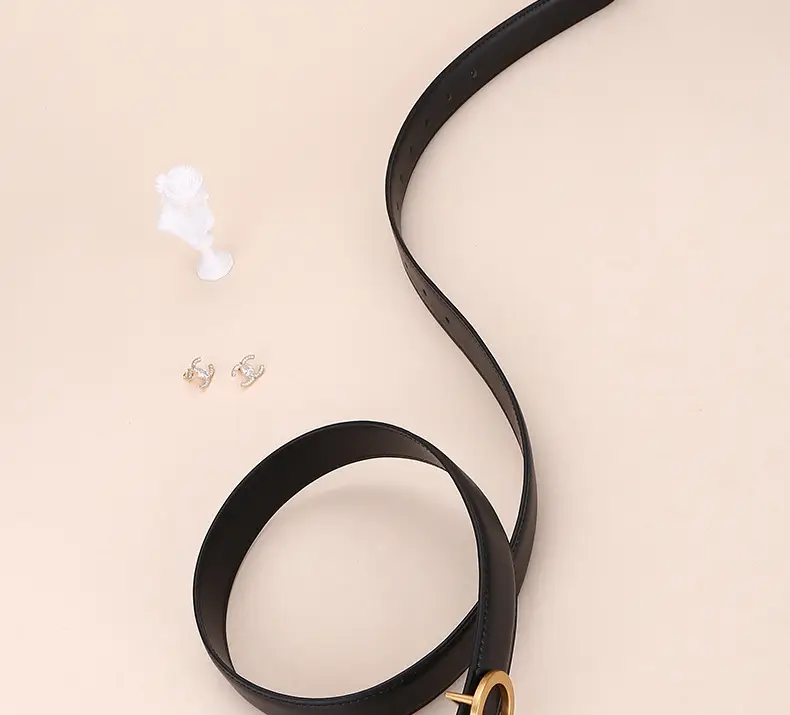 Women Figure-Eight Buckle Belt Genuine Leather Brown 3.0cm — feature 28