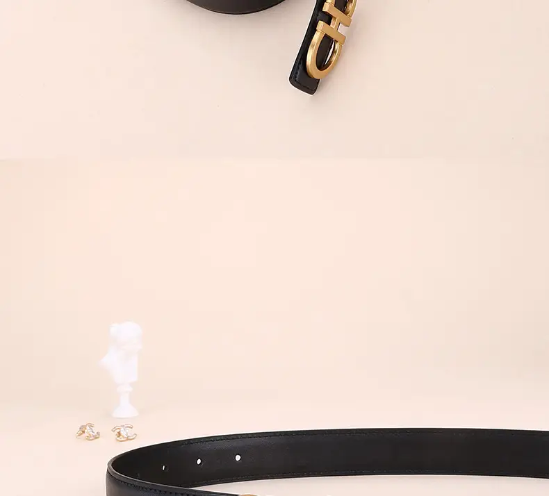 Women Figure-Eight Buckle Belt Genuine Leather Brown 3.0cm — feature 29