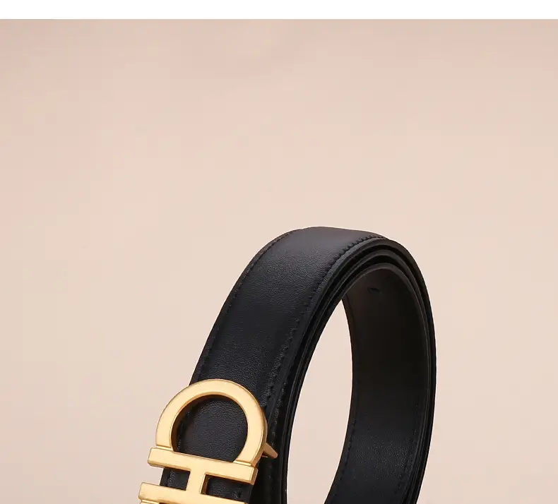 Women Figure-Eight Buckle Belt Genuine Leather Brown 3.0cm — feature 4