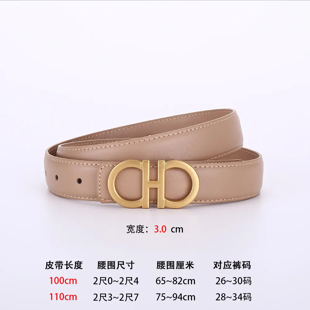 Women Figure-Eight Buckle Belt Genuine Leather Brown 3.0cm - Image 5