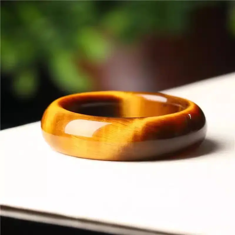 Yellow Tiger Eye Stone Ring for Men Women Jade Handheld Tassel Running Ring - Image 3
