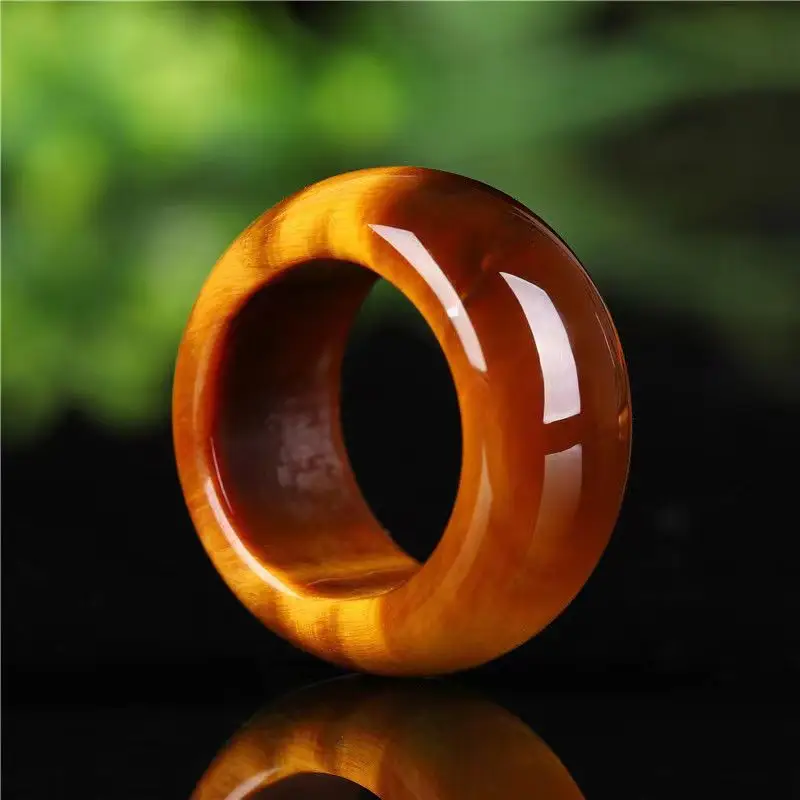Yellow Tiger Eye Stone Ring for Men Women Jade Handheld Tassel Running Ring — feature 4