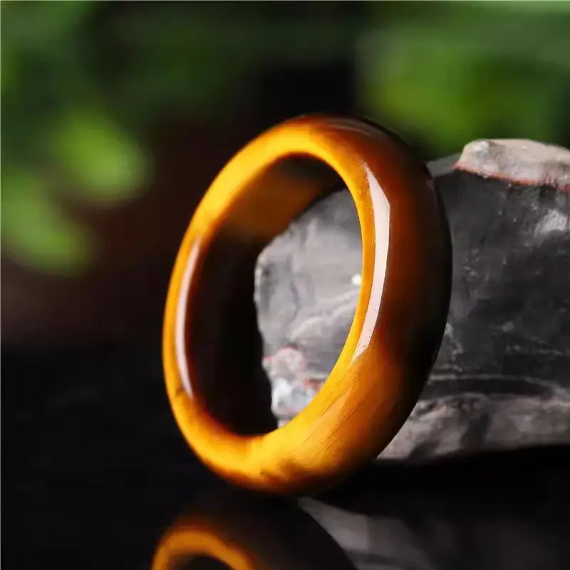 Yellow Tiger Eye Stone Ring for Men Women Jade Handheld Tassel Running Ring — feature 6