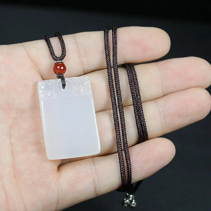 Green Jade Agate Pendant Necklace for Men Women