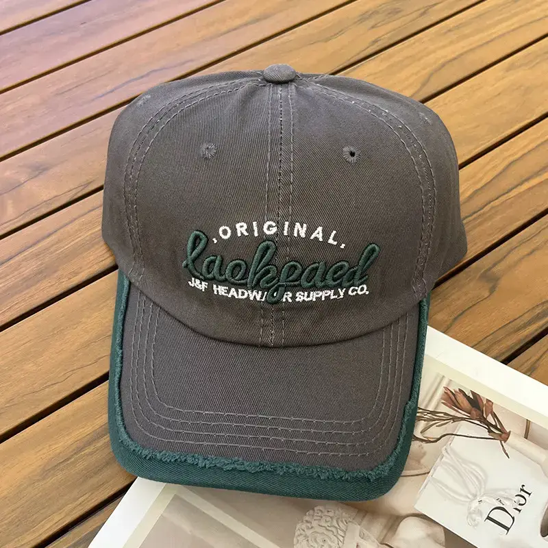 Women Black Embroidered Peaked Cap Spring Fashion