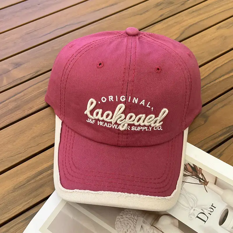 Women Black Embroidered Peaked Cap Spring Fashion