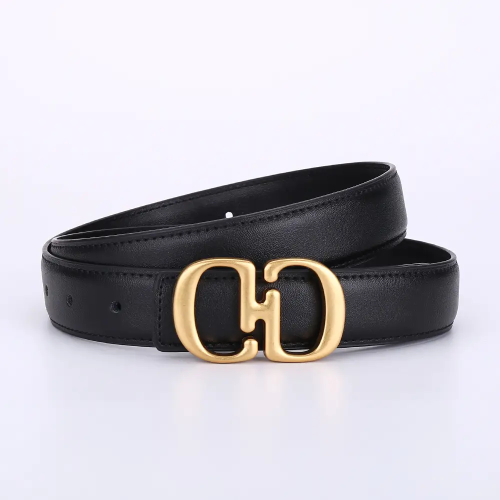 Women's Leather Belt with Gold Cd Buckle Design - Image 10